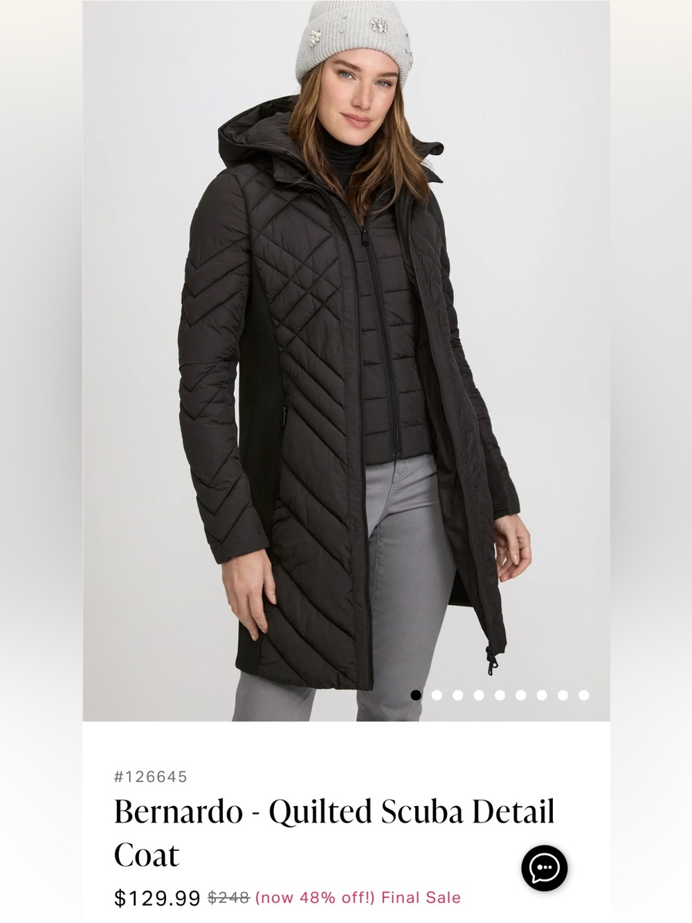 Laura Quilted Long Winter Coat - Black